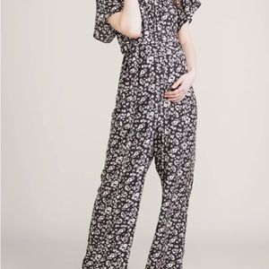 Hatch Regina Jumpsuit Black Floral Maternity Nursing Jumpsuit